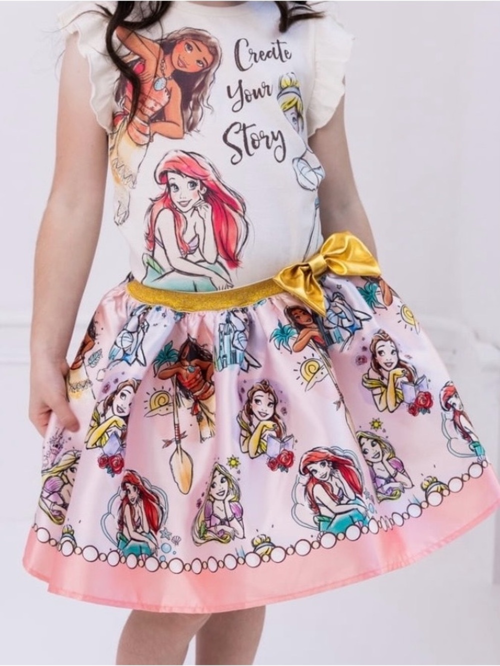 BRAND NEW Disney Princess Moana Rapunzel Belle Tank Top & Satin Skirt Outfit 6 - Picture 2 of 8
